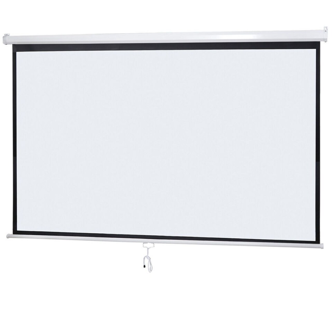 Projector Screen 80 Inch 16:9 4K HD Manual Pull Down Home Theater White